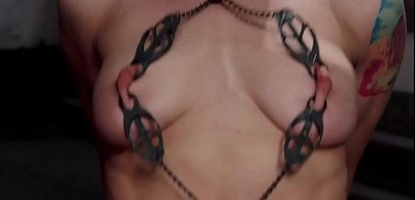 Redhead slave in anal gangbang training